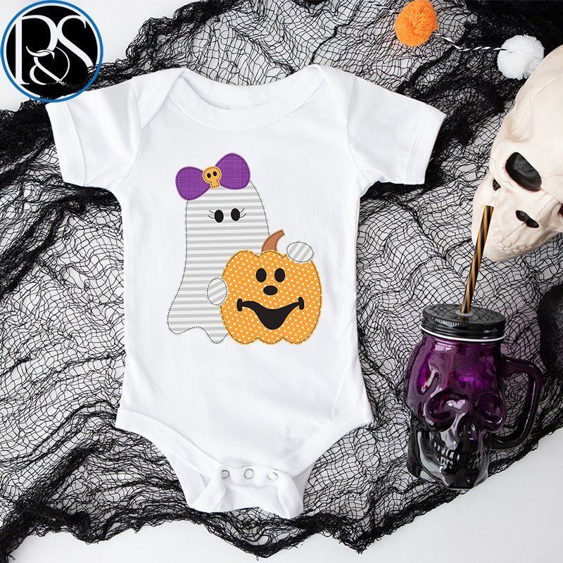 Ghost and Pumpkin Onesie Bodysuit - Petite & Sassy Designs