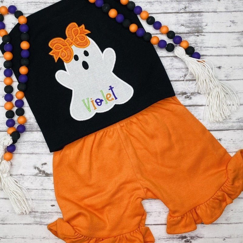 Ghost with Glitter Bow Shirt - Petite & Sassy Designs