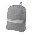 Grey Chambray Medium Backpack - Petite & Sassy Designs baby boy birthday,baby boy gift,baby gifts,baby shower gifts,boy backpack,gifts for kids,kids backpack,kids gifts,monogram backpack,personalized gifts,preschool book bag,seersucker backpack,toddler backpack