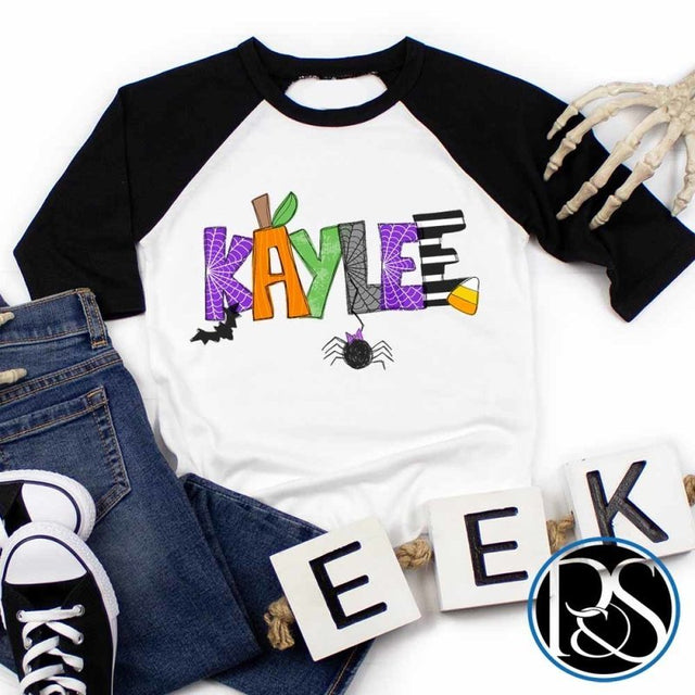 Halloween Custom Name Raglan - Petite & Sassy Designs