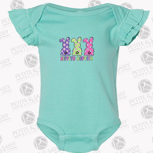 Hippity Hoppity Easter Bunny Flutter Sleeve Bodysuit - Petite & Sassy Designs