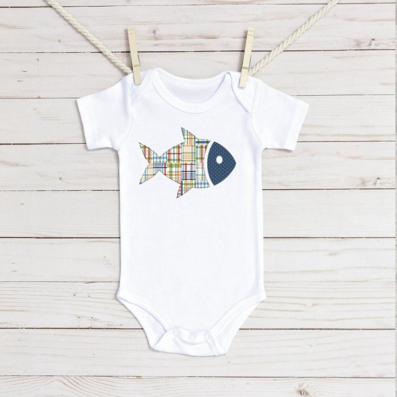 Madrid Plaid Fish Infant Bodysuit - Petite & Sassy Designs