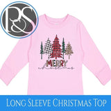 Merry Christmas Patterned Tree Long Sleeve Tee - Petite & Sassy Designs