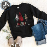 Merry Christmas Patterned Tree Long Sleeve Tee - Petite & Sassy Designs