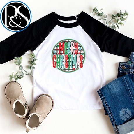 Merry Christmas plaid circle - Petite & Sassy Designs