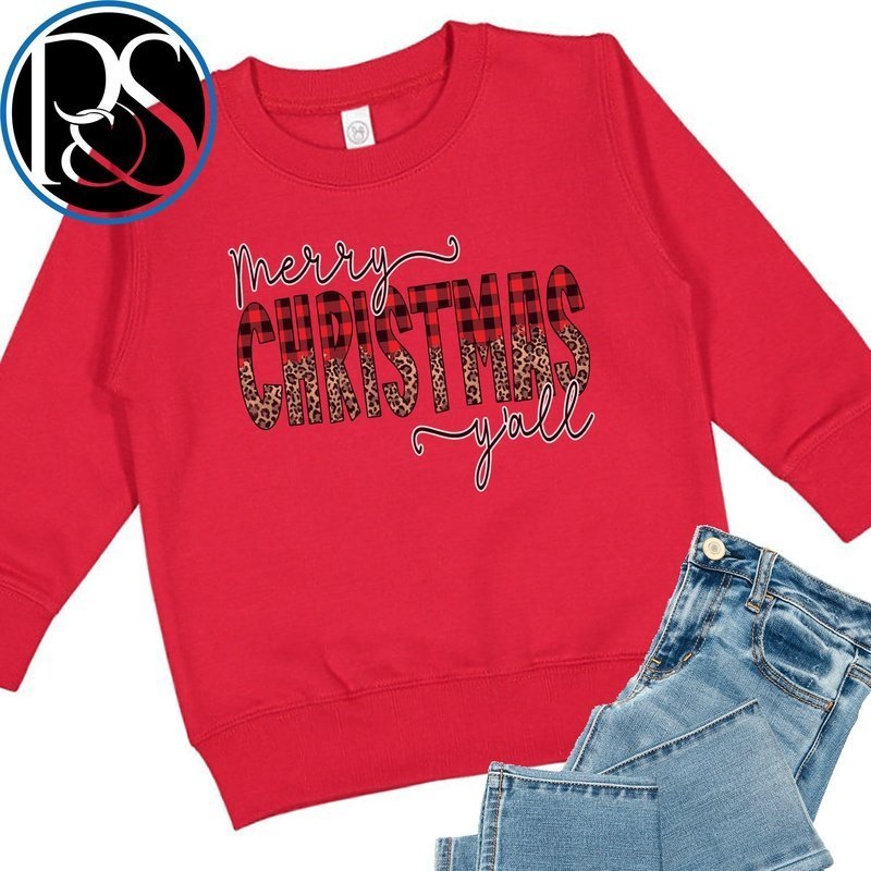 Merry Christmas Y'all Sweatshirt - Petite & Sassy Designs