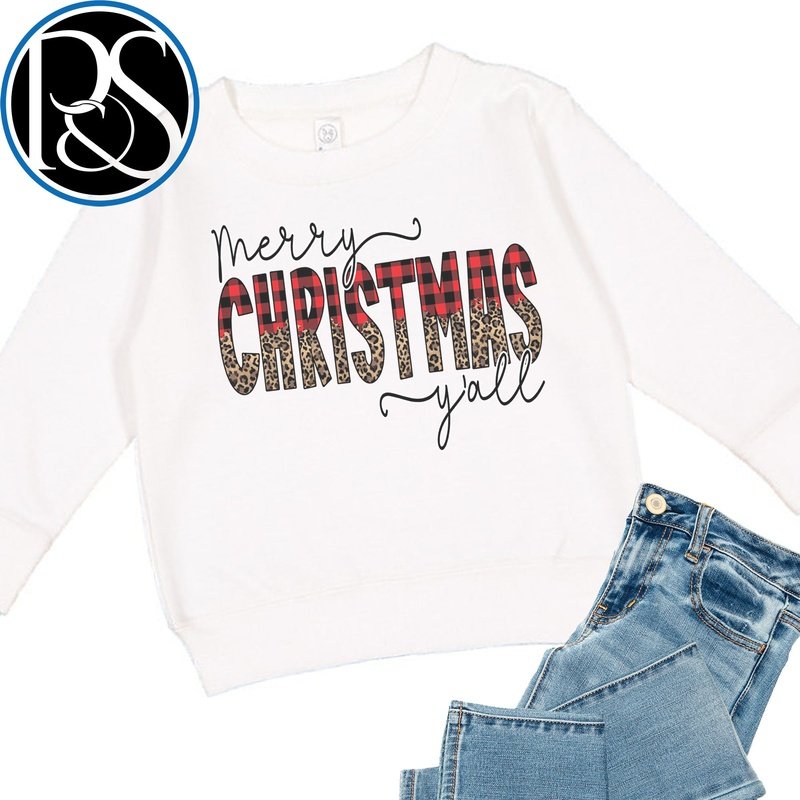 Merry Christmas Y'all Sweatshirt - Petite & Sassy Designs