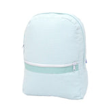 Mint Seersucker Medium Backpack - Petite & Sassy Designs diaper bag,kids backpack,monogram book bag,preschool bag,preschool book bag,school backpack,school book bag,seersucker backpack,seersucker book bag,toddler backpack,toddler book bag