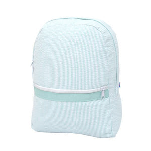Mint Seersucker Medium Backpack - Petite & Sassy Designs