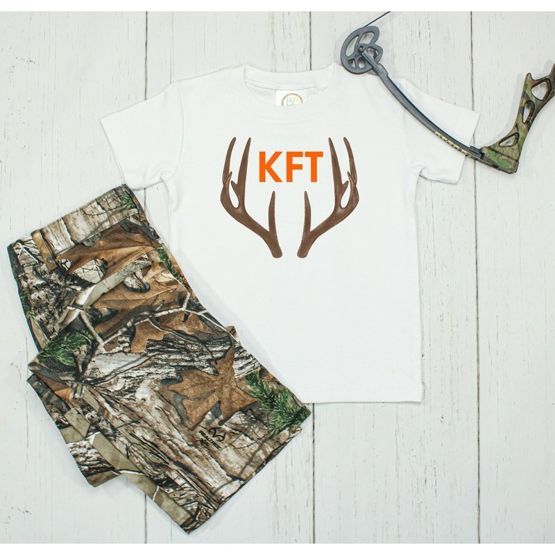 Monogram Deer Antler T-shirt - Petite & Sassy Designs
