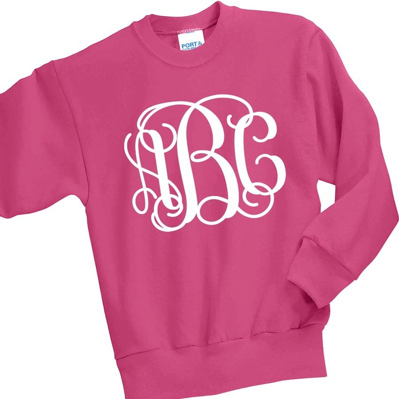 Monogrammed Kids Crewneck Sweatshirt - Petite & Sassy Designs