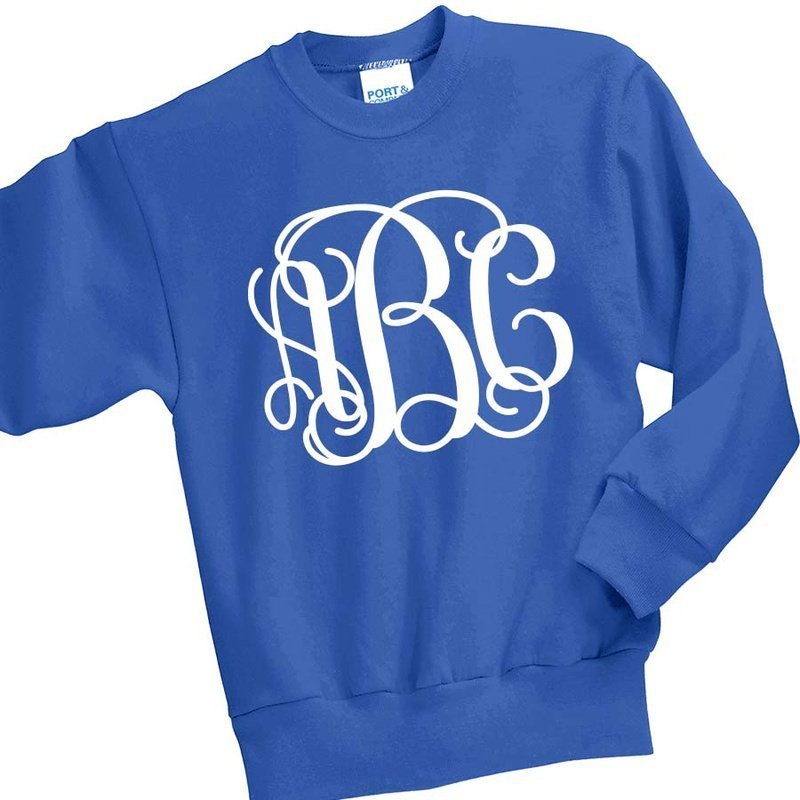 Monogrammed Kids Crewneck Sweatshirt - Petite & Sassy Designs