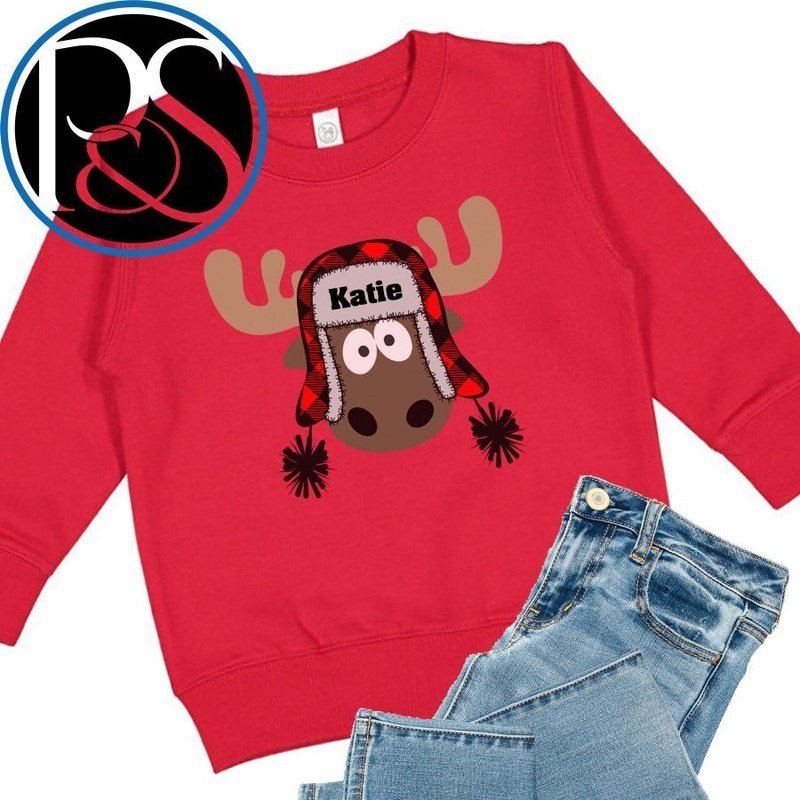 Moose Bomber Hat Sweatshirt - Petite & Sassy Designs