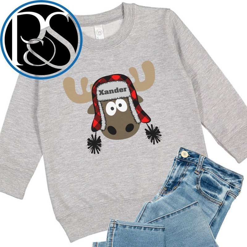 Moose Bomber Hat Sweatshirt - Petite & Sassy Designs