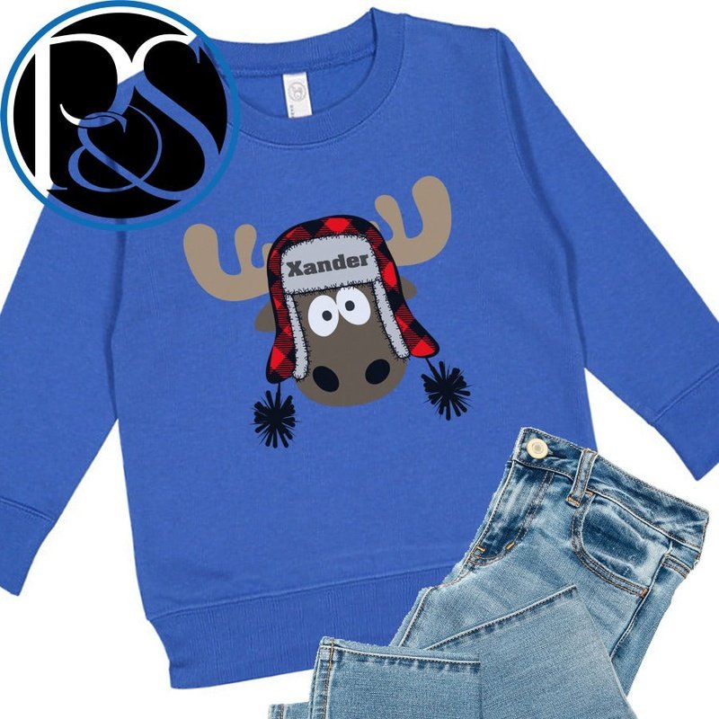 Moose Bomber Hat Sweatshirt - Petite & Sassy Designs