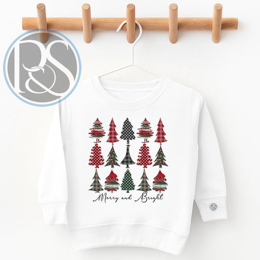 Multi Tree Merry and Bright Sweatshirt - Petite & Sassy Designs