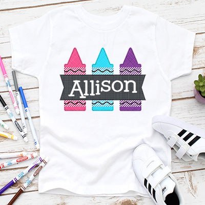 Back to School Girls Crayon Trio Shirt - Petite & Sassy Designs