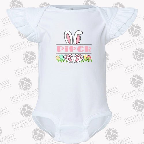 Personalized Easter Bunny Flutter Sleeve Bodysuit - Petite & Sassy Designs