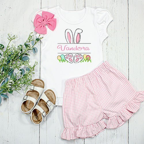 Personalized Name Girl Bunny Ruffle Shirt - Petite & Sassy Designs