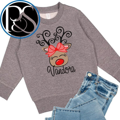 Personalized Reindeer Swirl Antler Sweatshirt - Petite & Sassy Designs