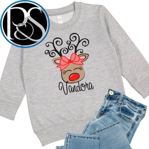 Personalized Reindeer Swirl Antler Sweatshirt - Petite & Sassy Designs
