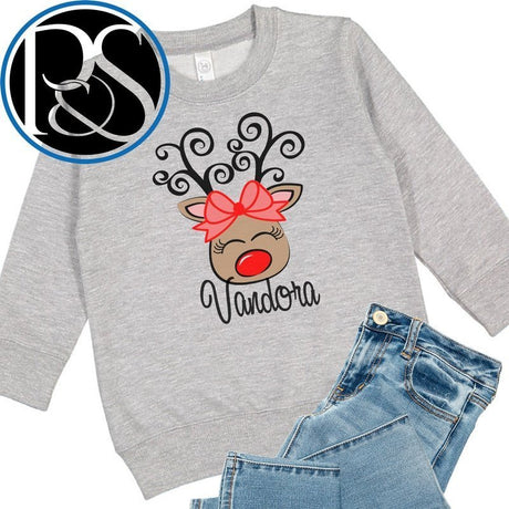 Personalized Reindeer Swirl Antler Sweatshirt - Petite & Sassy Designs