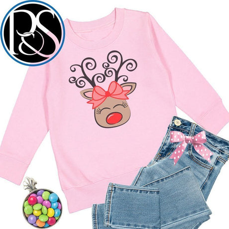 Personalized Reindeer Swirl Antler Sweatshirt - Petite & Sassy Designs