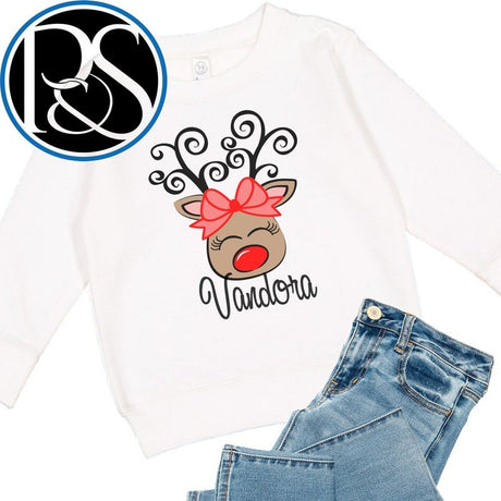 Personalized Reindeer Swirl Antler Sweatshirt - Petite & Sassy Designs