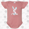 Personalized Shabby Chic Easter Bunny Flutter Sleeve Bodysuit - Petite & Sassy Designs