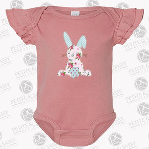 Shabby Chic Bunny Flutter Sleeve Bodysuit - Petite & Sassy Designs