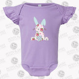 Personalized Shabby Chic Easter Bunny Flutter Sleeve Bodysuit - Petite & Sassy Designs