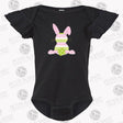 Personalized Striped Easter Bunny Flutter Sleeve Bodysuit - Petite & Sassy Designs