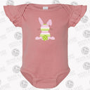 Personalized Striped Easter Bunny Flutter Sleeve Bodysuit - Petite & Sassy Designs
