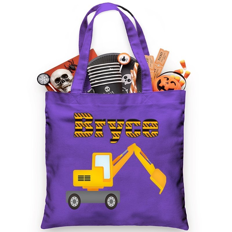 Personalized Trick or Treat Bag Backhoe - Petite & Sassy Designs