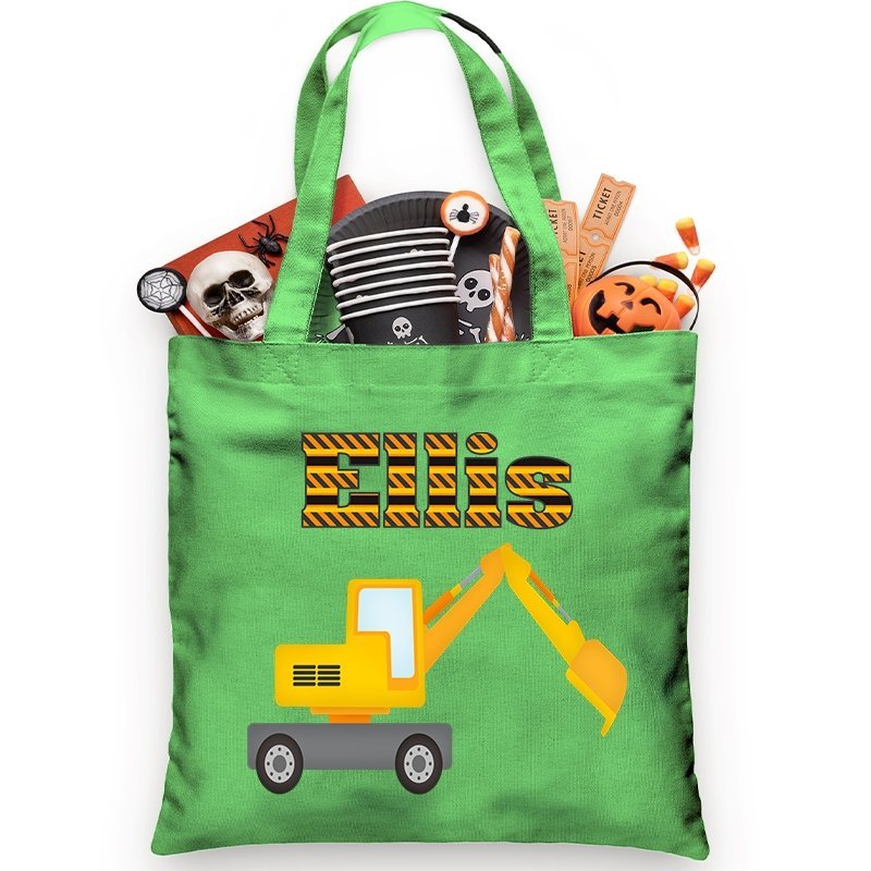 Personalized Trick or Treat Bag Backhoe - Petite & Sassy Designs
