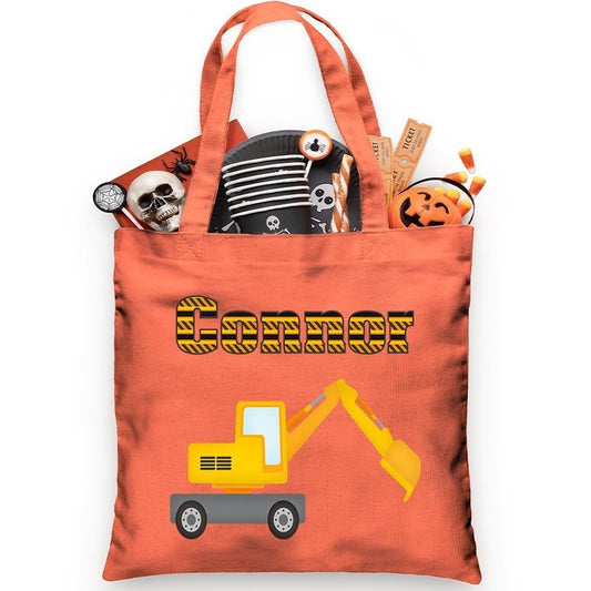 Personalized Trick or Treat Bag Backhoe - Petite & Sassy Designs