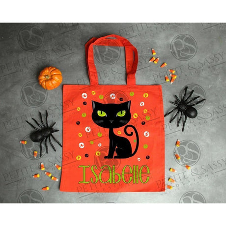 Personalized Trick or Treat Bag Black Cat - Petite & Sassy Designs