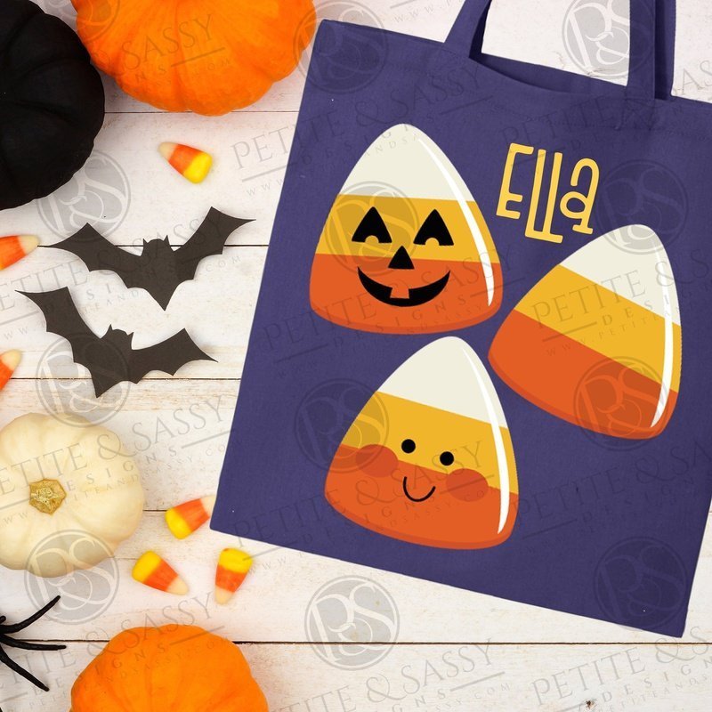 Personalized Trick or Treat Bag Candy Corn Trio - Petite & Sassy Designs