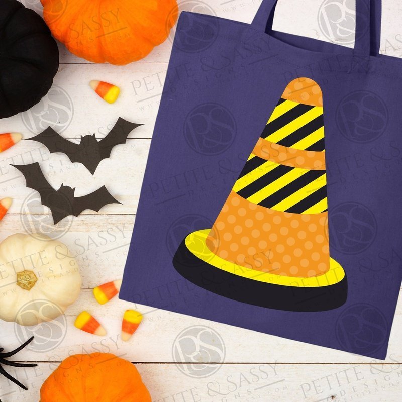 Personalized Trick or Treat Bag Construction Cone - Petite & Sassy Designs
