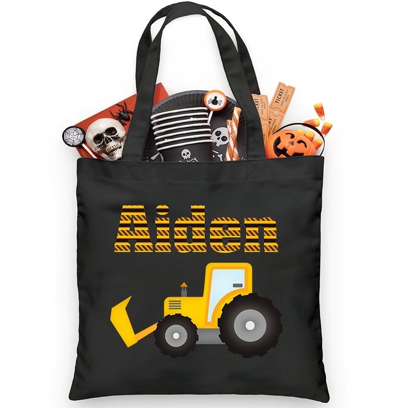 Personalized Trick or Treat Bag Construction Tractor - Petite & Sassy Designs