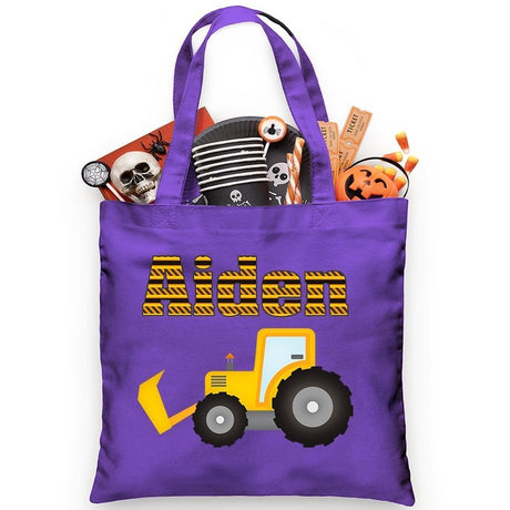 Personalized Trick or Treat Bag Construction Tractor - Petite & Sassy Designs