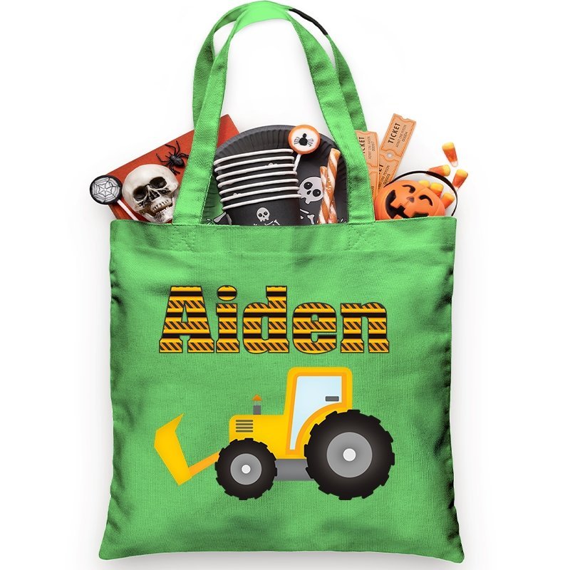 Personalized Trick or Treat Bag Construction Tractor - Petite & Sassy Designs