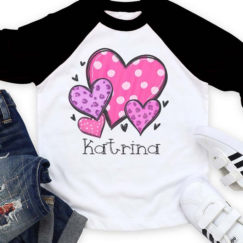 Pink Hearts Raglan - Petite & Sassy Designs