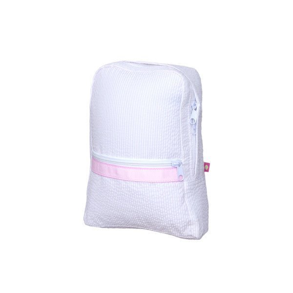 Pink Seersucker Small Backpack - Petite & Sassy Designs
