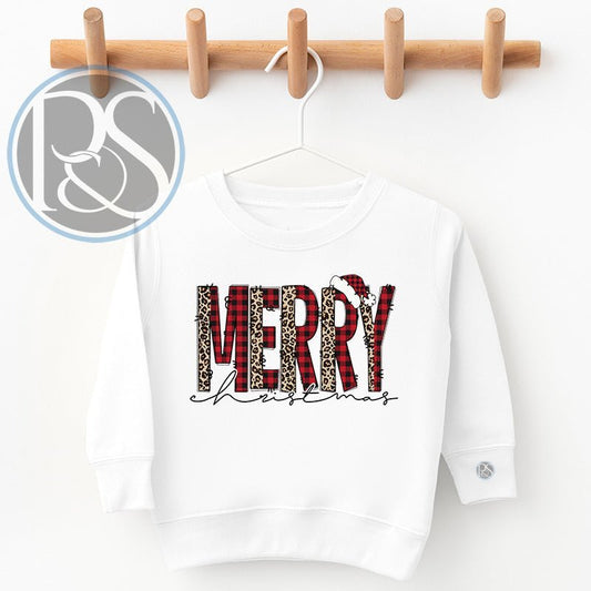 Plaid Leopard Merry Christmas Sweatshirt - Petite & Sassy Designs