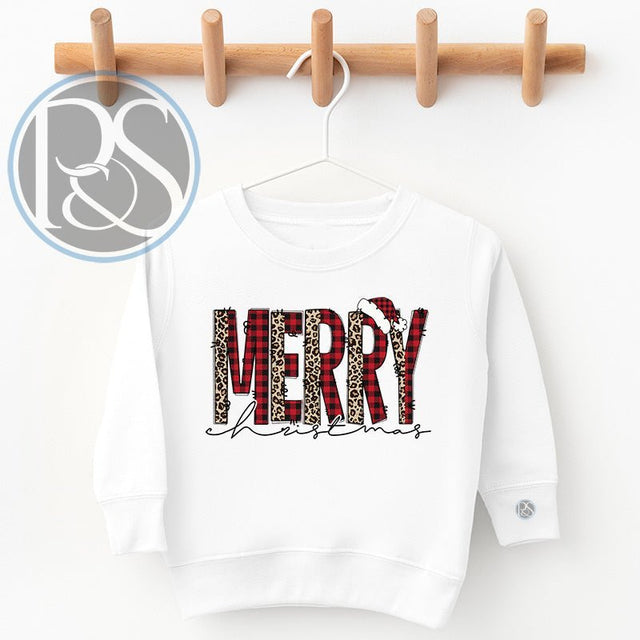 Plaid Leopard Merry Christmas Sweatshirt - Petite & Sassy Designs