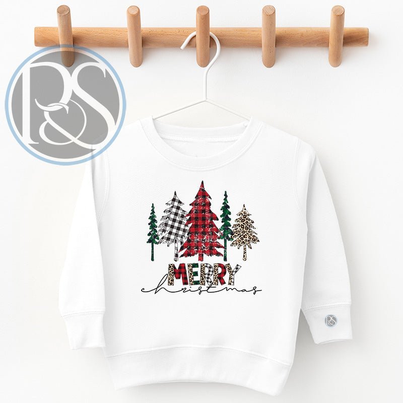 Plaid Merry Christmas Trees Sweatshirt - Petite & Sassy Designs
