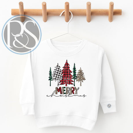 Plaid Merry Christmas Trees Sweatshirt - Petite & Sassy Designs