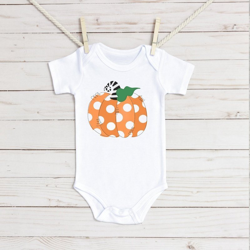 
                  
                    Polka dot Pumpkin Infant Bodysuit - Petite & Sassy Designs
                  
                