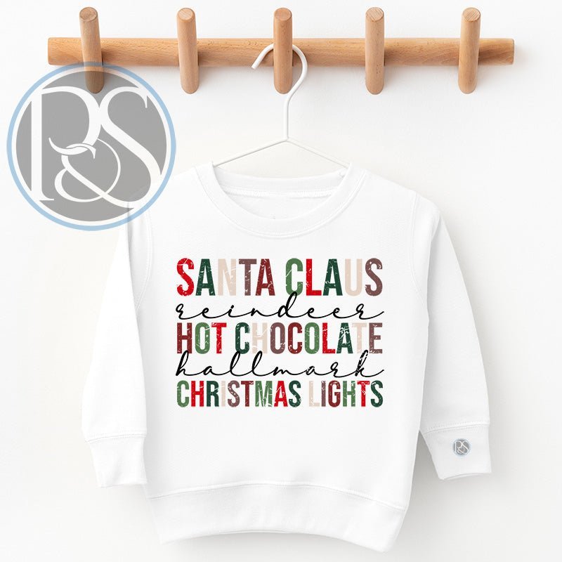 Santa Reindeer Hot Chocolate Hallmark Christmas Lights Sweatshirt - Petite & Sassy Designs